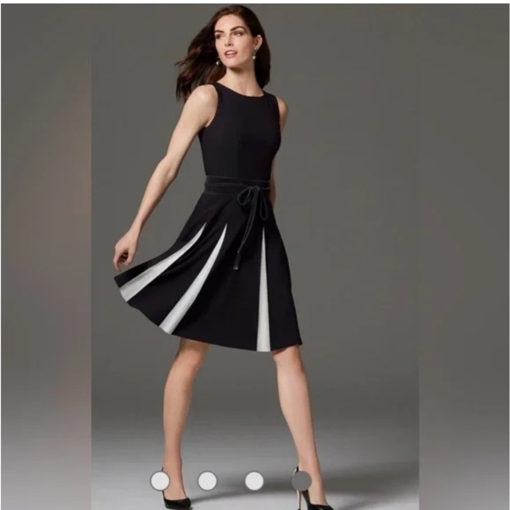 White House Black Market Fit and Flare Pleated Dress petite